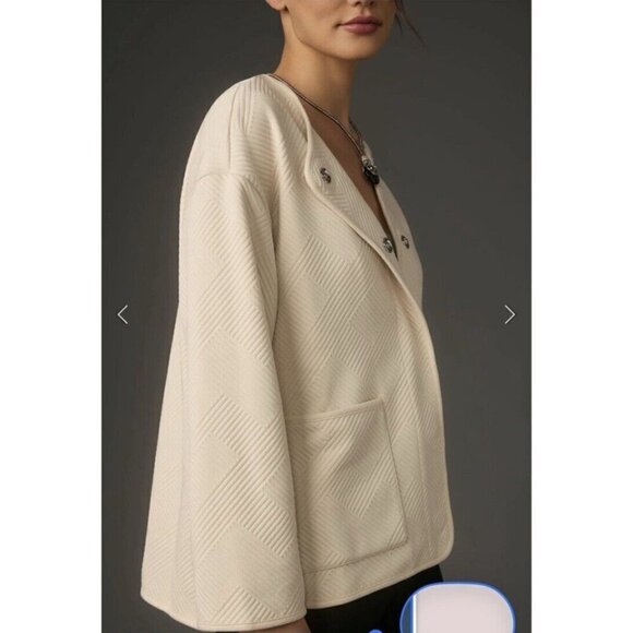 Sanctuary Anthropology Textured Knit Snap Close Shacket Jacket Cream Size S - Picture 4 of 14